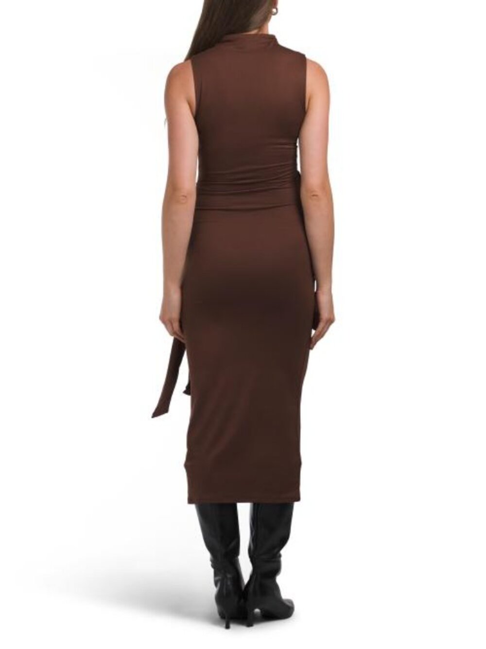 MADDEN GIRL Funnel Neck Tie Waist Maxi Dress - Picture 2 of 4